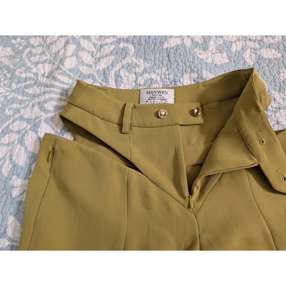 Hanwen New York Chartrushe‎ Hip Cut-Out Slim Trousers Ankle Slit Pants Sz XS - Picture 4 of 11